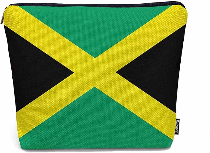 Women Cosmetic Bag Jamaica Flag, National Jamaica Flag Cute Makeup Bag For Purse Cosmetic Travel Bag For Toiletries Makeup Storage Bag Flax Skincare Bag Makeup Pouch Bags Green