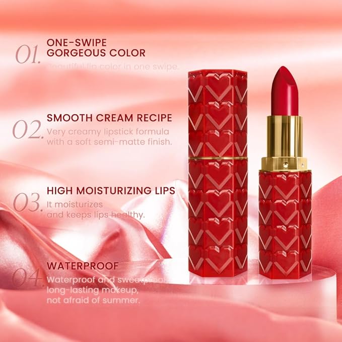 evpct 1Pcs Ruby Red Lipstick, Silky Velvet Matte Lipstick Pack Sets for Women, Long Lasting Smudge Proof Lipstick Lip Stain Makeup Kit matte lipstick 24 hours original R01