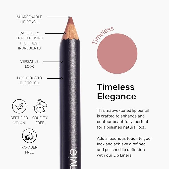 Nude Envie - Lip Liner - Smooth, Precise & Easy Application - Pigmented, Long-Lasting Lip Pencil - Add Definition - Prevents Feathering - Sharpenable - Vegan, Paraben-Free & Cruelty-Free - Timeless