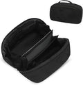 Hynes Eagle Travel Makeup Bag for Women Puffy Cosmetic Organizer Pouch Open Flat Toiletry Bag for Toiletries, Brushes Black