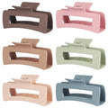 4 Inch Big Hair Claw Clips 6 Pcs Large Claw for Thick Hair Square Hair Clips for Women Rectangle Hair Clips Nonslip Acrylic Banana Jaw Clips Hair Accessories for Girls (Brown Colorful)