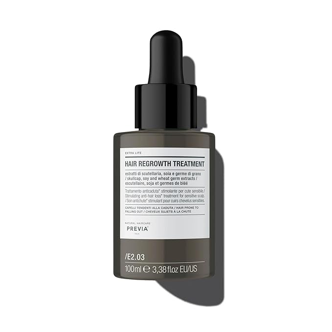 PREVIA Hair Regrowth Treatment | Formulated with Skullcap Extract, Soy & Wheat Germ | Clinically Proven Formula for Thicker & Stronger Hair | 3.38 Oz