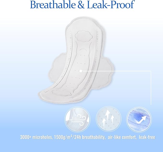MODAL Pads for Women, Unscented Daily Thin Sanitary Pads for Period with Wings, 9.5 Inch(240 mm), Regular, 8 Count