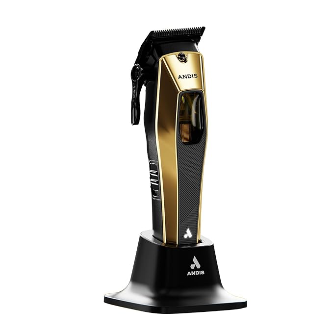 Andis 562446 Recon Professional Barber Hair Clipper, Adjustable-Fixed Phaze Blade, Includes OG Comb Set, Lithium Ion 4-Hour Run Time, Interchangeable Covers, Black/Gold