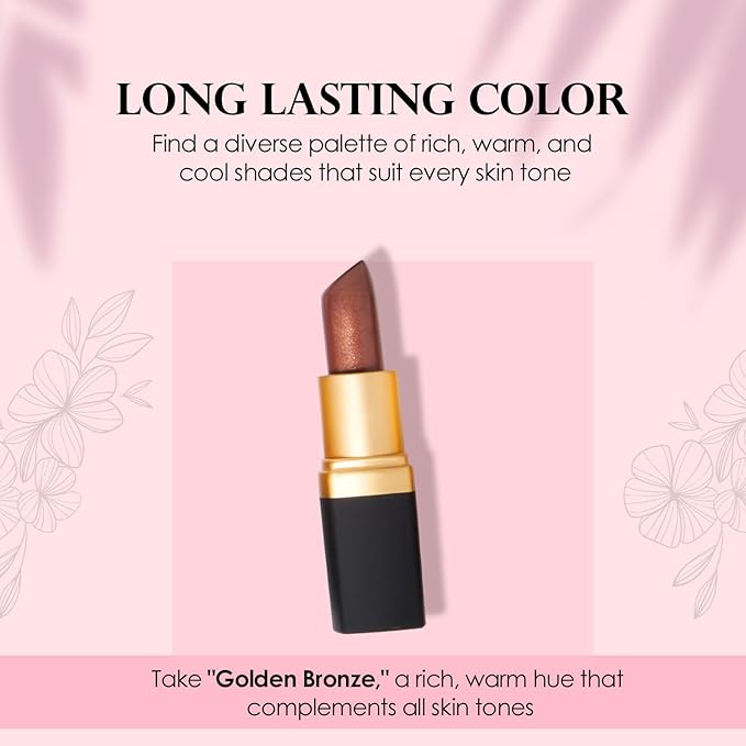 Vera Moore Creme Lipstick, Long Lasting, Lightweight, Moisturizing Opaque Color with Staying Power, Fragrance, and Paraben Free Cosmetics Soft Lipstick (Glamorous)