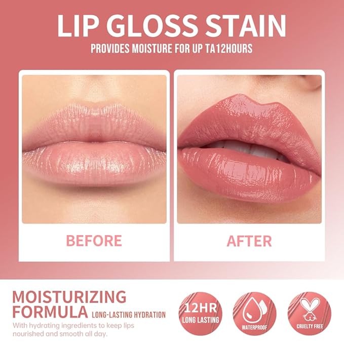 12 Colors Lip Gloss Set, High-Shine Waterproof Collection, Long Lasting Moisturizing Formula with Mirror Finish, Adult (3#, 1 Count (Pack of 1))