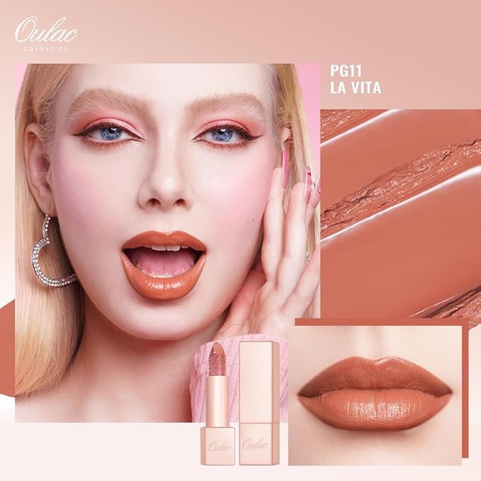 Oulac Lipstick & Lipliner Set 3PCS High Impact Lipcolor with Moisturizing Formula, Vegan Beauty, Full-Coverage Lip Color, Gift Lipstick for Women, LL03+PG07+PG11