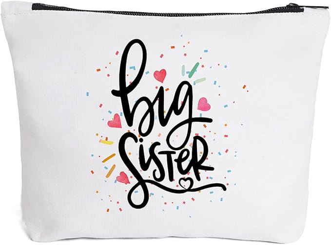 Cute Big Sister Reusable Makeup Bag Big Sister Gifts for Little Girls Best Sister Eco-Friendly Makeup Bag Gifts for Birthday Christmas