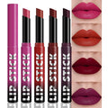 4Pcs Matte Lipstick Set for Women, Hot Pink Orange Red Maroon Plum Purple LIpstick Lip Balm, Long Lasting Waterproof Transfer-Proof Vegan Lip Gloss Products Makeup All-Day Formula SetA02