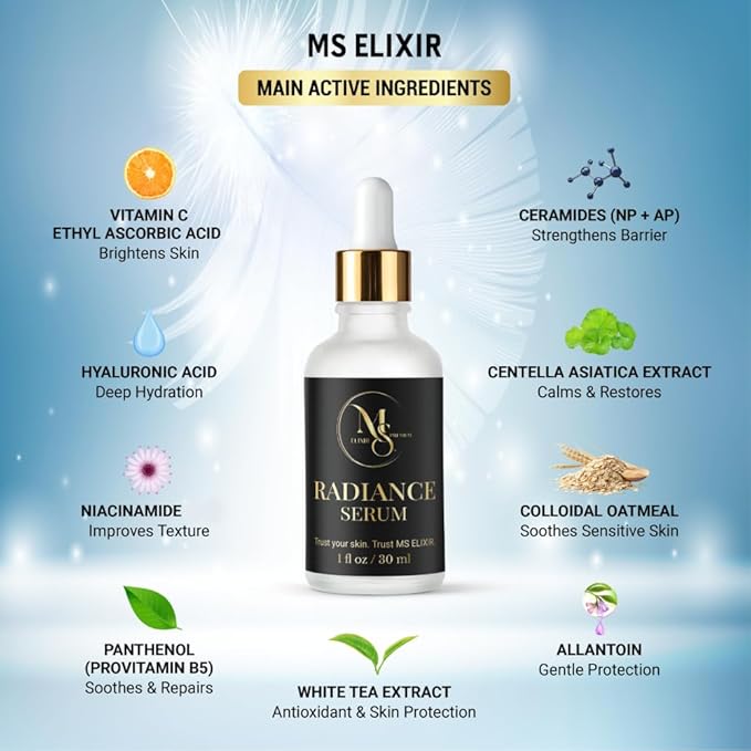 New Facial Serum for Sensitive Skin,Vitamin C, Hyaluronic Acid & Niacinamide, Hydrating Anti-Aging Formula 1 fl oz (30 ml)