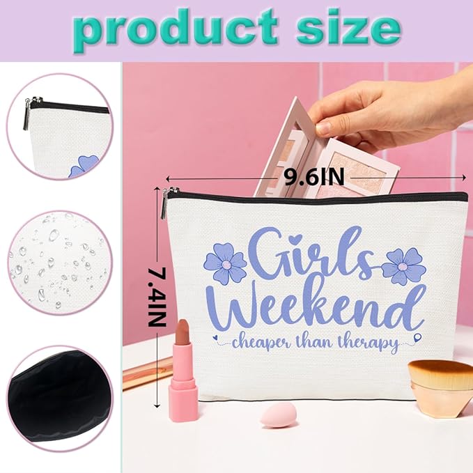 3 Pcs Girls' Trip Makeup Bag - Cosmetic & Toiletry Zipper Pouch Weekender Bags for Women's Friendship Gifts & Bachelorette Party Favors