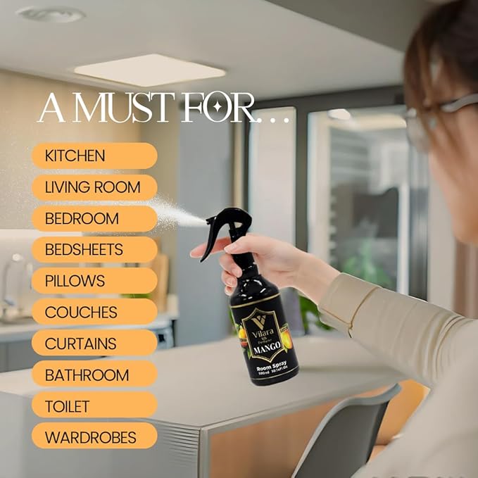 Room Spray Freshener - Long-Lasting Luxury Scents - Room and Linen Spray for Bedding, Sheets, Fabric, Furniture for Aromatherapy - 10.14 fl oz (Mango)