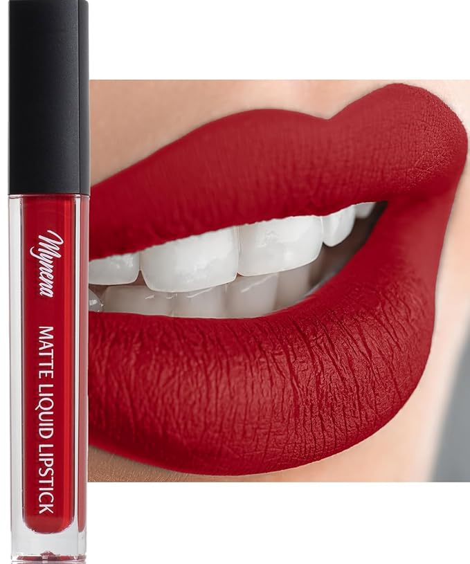 Mynena Classic Red Long Lasting Lipstick for Women Waterproof & Transfer-Proof | Hydrating with Shea Butter | Bold Pigment Matte Color Lip Stain | Talc-Free & Vegan Product that Performs | Lola