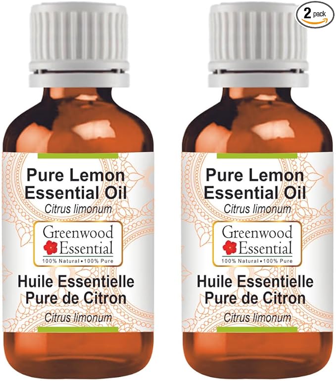 Greenwood Essential Pure Lemon Essential Oil (Citrus limonum) Steam Distilled (Pack of Two) 100ml X 2 (6.76 oz)