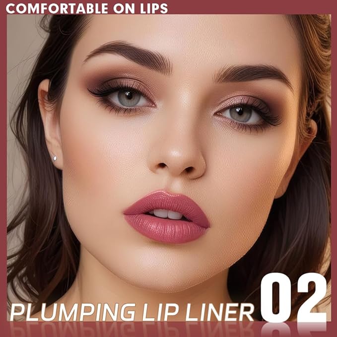 Matte Crayon Lip Liner Pencil, Neutral Pink Lip Liners Lipstick For Women, Plump Creamy Formula With Silicone Smudger for Define Contours & Sculpting Lip, Cruelty-Free, 0.75g/0.026oz