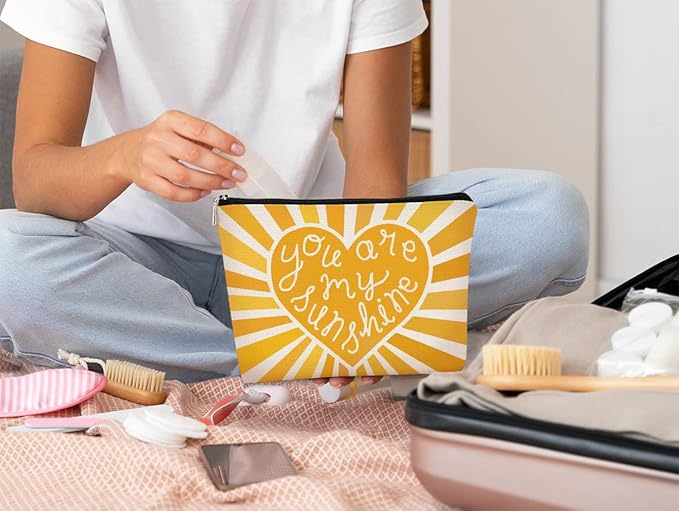 Makeup Bags for Women, Yellow Cosmetic Bag,You are My Sunshine Sunshine Makeup Bag Gifts Teacher Gifts Daughter Mon Gifts Sister Gifts Grandma Gifts, Birthday Gifts
