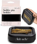 Kitsch Magnetic Bobby Pin Holder - Cute Stuff, Strong Magnetic Pin Holder for Desk & Vanity, Securely Holds Metal Hair Clips, Bobby Pins & Paper Clip | Ideal Gifts for Women - Black, 1 Pc