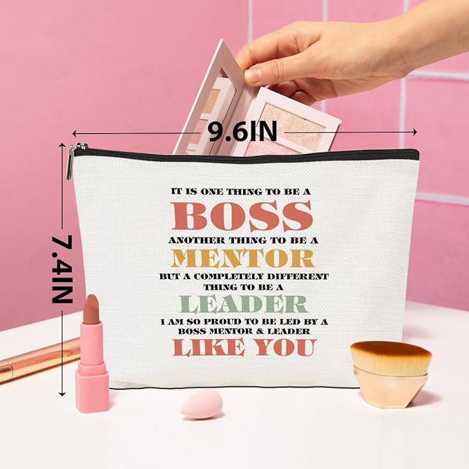 Boss Gifts Makeup Bag Leadership Gifts Boss Lady Gifts for Women Thank You Gifts Cosmetic Bag Inspirational Zipper Pouch Appreciation Gifts for Coworkers Supervisor Mentor Christmas Birthday Gifts