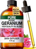 KUKKA Rose Geranium Essential Oils - 4 Fl Oz - for Hair, Skin, Diffuser, Aromatherapy & DIY Soap Making Scent