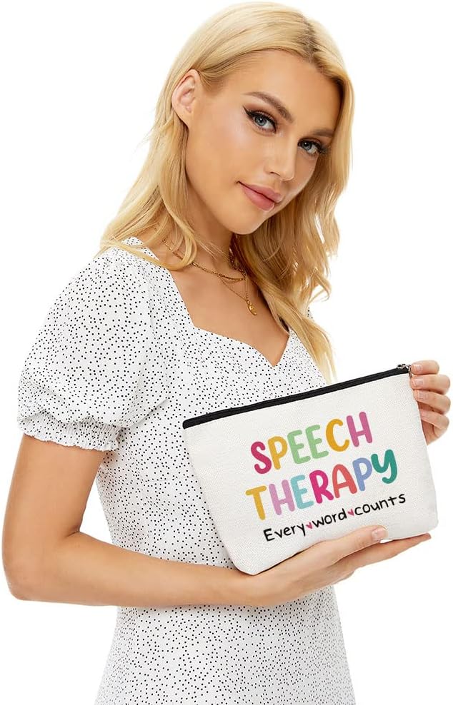 Speech Therapy Gifts Speech Therapist Gift for Women, Speech Language Pathologist Cosmetic Bag - Speech Therapy Every Word Counts, Birthday Christmas Birthday Thanksgiving Gifts for SLP Makeup Bag