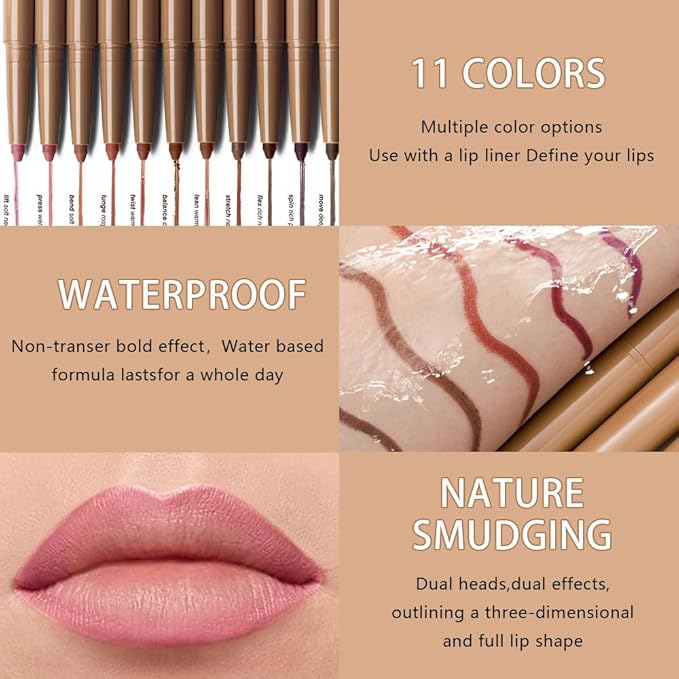 SUAKE Plump Matt Lipstick Lipliner Pencil Pack,Waterproof Crayon with Silicone Smudger for Define Contours & Sculpting Lip, Longwear Moisture Smooth Creamy Formula for Lip Makeup-02 Wine