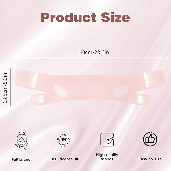 Chin Strap for Sleeping,Double Chin Reducer,Adjustable Chin Strap,Jaw Strap,Jawline Shaper,V Line Lifting Mask,Pink,M