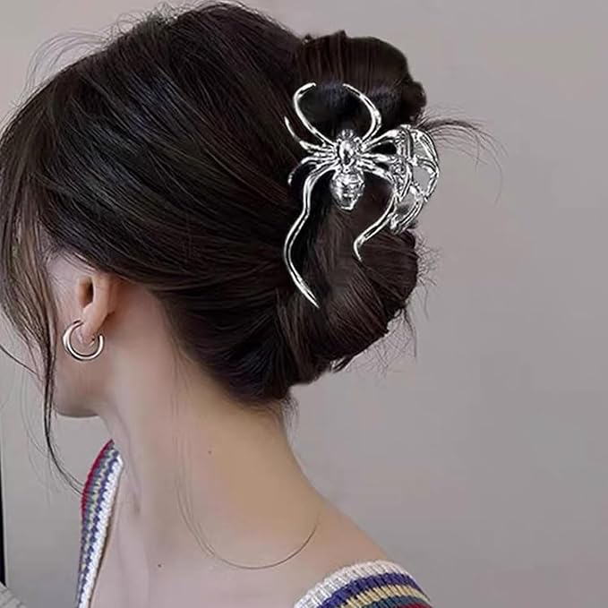 2PCS Spider Hair Clips Halloween Claw Clip Non Slip Jaw Clips Punk Barrettes Accessories for Women Styling Day of the Dead Decorations
