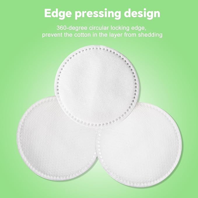 Boxed 100% Cotton Rounds for Face (150), Dual-Texture, Soft, Lint-Free Makeup Remover Pads, Hypoallergenic, Highly Absorbent
