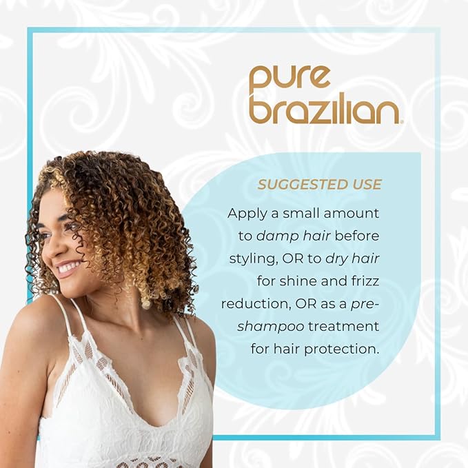 Pure Brazilian Shine Ultra Light Nourishing Oil with Brazilian Nut Oil for Smooth, Glossy & Frizz-Free Hair, Deep Hydration & Brilliant Shine, 4 Fl Oz