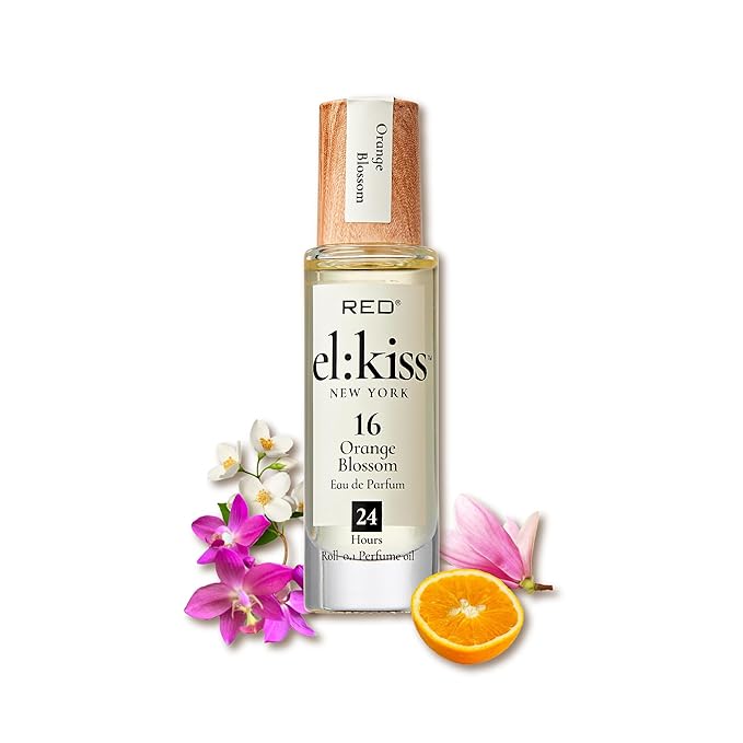 EL:KISS Roll On Perfume, Orange Blossom Inspired by J'adore, Eau de Parfum 12mL (.40 Fl Oz), Hydrating & Long-Lasting, Alcohol & Mineral Oil-Free, Infused With Jojoba, Argan & Coconut Oil