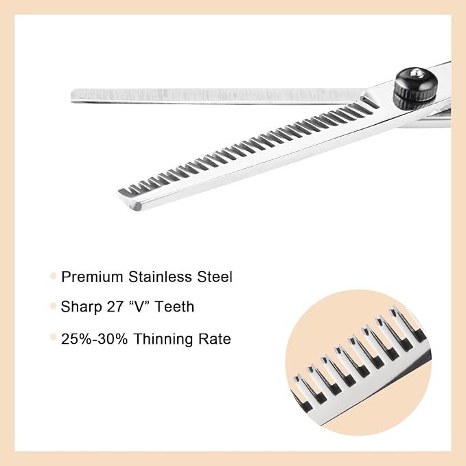 Fcysy Professional 11 Pcs Hair Cutting Tools - Baber Scissors, Blend Shears, Straight Edge Razor, Thinning Shears for Hair Cutting