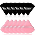 BLAAROOM 12 Pieces Velour Pure Cotton Powder Puff Face Makeup Triangle Powder Puffs for Loose Powder Wet Dry Cosmetic Foundation Beauty Sponge Makeup Tools -Black & Pink