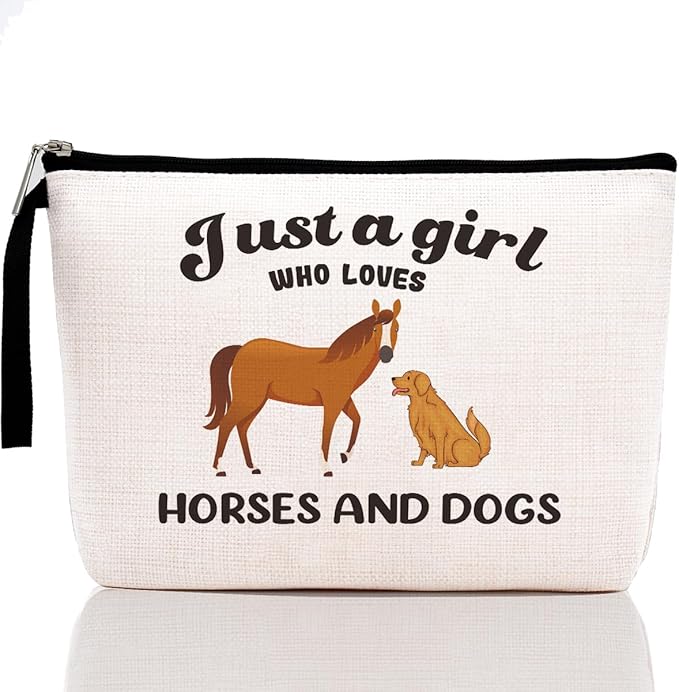 Funny Makeup Bag Dog Gifts Horse Gifts for Girls Women Girlfriend Bestie Daughter Best Friend Horse Stuff Dog Lovers Gifts for Women Cosmetic Bag Zipper Pouch Travel Bag Graduation Birthday Gifts