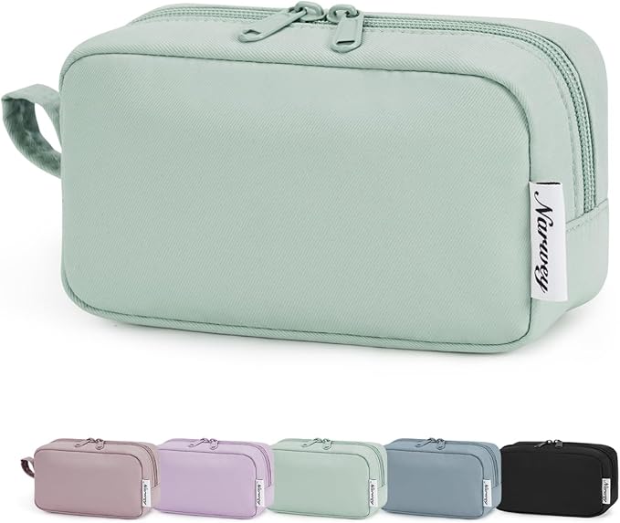 Narwey Small Cosmetic Bag, Small Makeup Bag for Purse, Travel Mini Makeup Pouch, Zipper Pouch, Cute Makeup Bag with Organized Pockets for Women (Mint Green, Small)