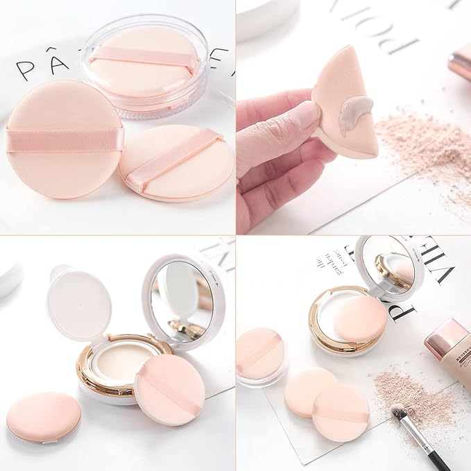 6 Pcs Pure Cotton Super Soft Washable Loose Powder Puff, 2.65 Inch Round Puff for Foundation Makeup