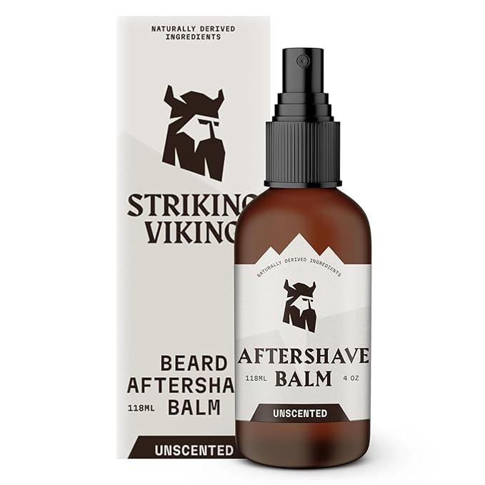 Striking Viking Aftershave Balm - 4 fl oz, Pack of 1, Fragrance-Free - Gentle Soothing & Unscented Aftershave for Men - All-Day Comfort & Shaving Balm Unscented