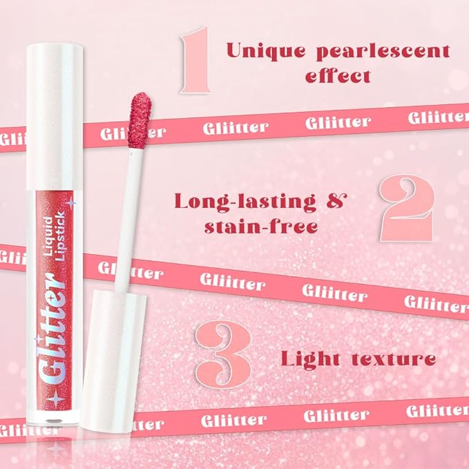 AMY'S DIARY Glitter Liquid Lipstick, Shimmer Metallic Lip Gloss, Long-Lasting Waterproof Lip Color, High Shine Sparkle Makeup,Lip makeup for woman (Burnt Coral Glow5#)