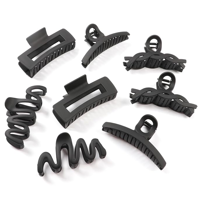 Matte Non-Slip Large Hair Clips for Women 8PCS (All Black), Durable Claw Clips for Women/Girls | Gift-Ready Neutral Hair Accessories for Daily & Special Occasions
