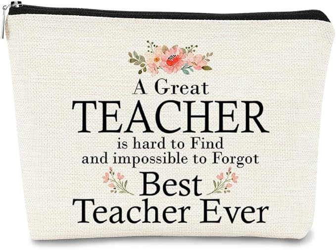 Teacher Appreciation Gifts,Teacher Gifts for Women Makeup Bag,Best Teacher Ever Cosmetic Bag,Small Makeup Bag,Travel Makeup Bag,Makeup Bag Organizer