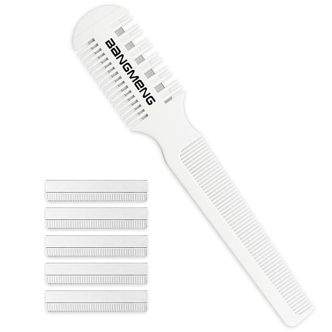 Hair Cutter Comb, Shaper Razor Comb, Split Ends Trimmer Styler, Double Edge Razor Blades for Thinning, Cutting and Styling, Extra 5 Blades Included
