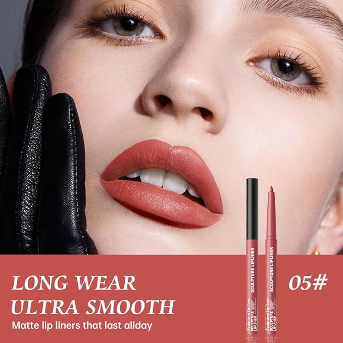 12 Colors Matte Lip Liner Pencil – Long Lasting Waterproof Lip Liner, Smudge Proof Transfer Proof Lip Pencil, High Pigment Lip Makeup for Defining & Filling Lips (05#, 1PCS)