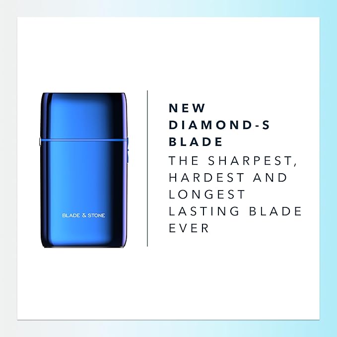 Blade & Stone PS501 Foil Shaver for Men – Dual Foil Cordless Shaver with Graphene-X Blades and 8000 RPM Digital Motor – All-Metal, Rechargeable Wet and Dry Razor – Big Blue