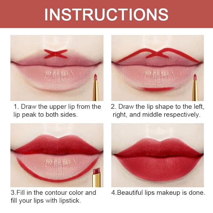 BINGBRUSH 3Pcs Double Ended Light Brown Nude Beige Matte Lip Liner and Lipstick Makeup Combo Set for Women, Rose Gold Lipliner 24 Hours Original Waterproof Long Lasting Lip Stains Pencil Kit Set