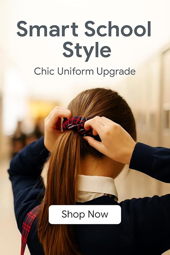 Plaid scrunchie, ClassExceed school uniform plaid, Back to school, handmade school uniform hair accessories (Navy Red white Plaid37)