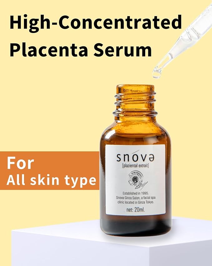 Snova Placenta Serum - Anti-aging, Hydrating and Firming Skin,with Placenta, Aloe Vera and Pueraria Mirifica, For all skin type, Made in Japan – 0.68 Fluid Ounce EXP 2026/02
