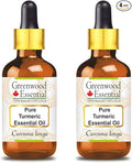 Greenwood Essential Turmeric Essential Oil (Curcuma Longa) with Glass Dropper Steam Distilled (Pack of Two) 100ml X 2 (6.76 oz)