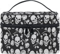 Skull Makeup Bag, Skull Rose Gothic Makeup Organizer Bags Toiletry Bag Box Travel Cosmetic Bag Make Up Train Case for Women Teen Girl Ladies