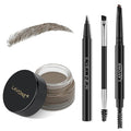 LAVONE Eyebrow Stamp Pencil Kit - Makeup Brow Stamp Trio with Waterproof Eyebrow Pencil, Eyeliner, Pomade, Dual-ended Brush - Dark Gray