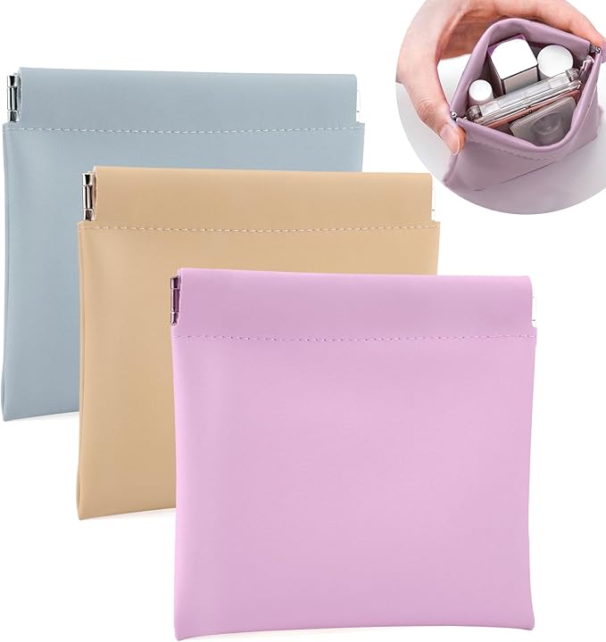 BUSOHA 3 PCS Small Makeup Bag for Purse, Mini Portable Cosmetic Bags for Women, Coin Purse Lipstick Cosmetic Accessories Organizer, Small Travel Kit Storage Pouch
