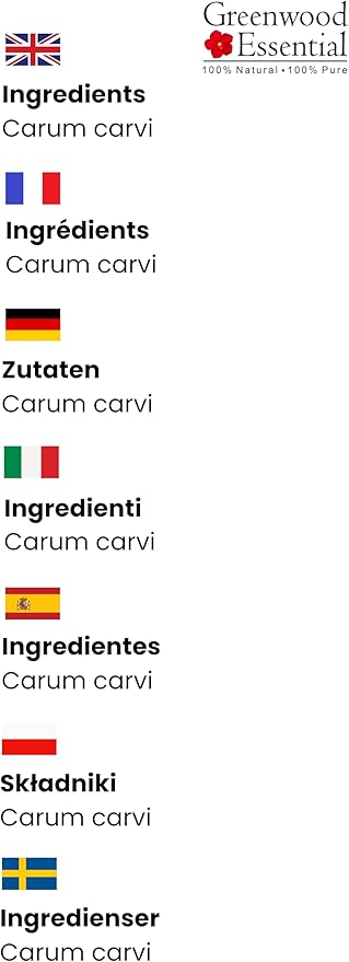 Greenwood Essential Caraway Essential Oil (Carum carvi) Pure | Non-Sticky | Non-Greasy | Lightweight | Men & Women | All Skin Types | Steam Distilled 15ml (0.50 oz)
